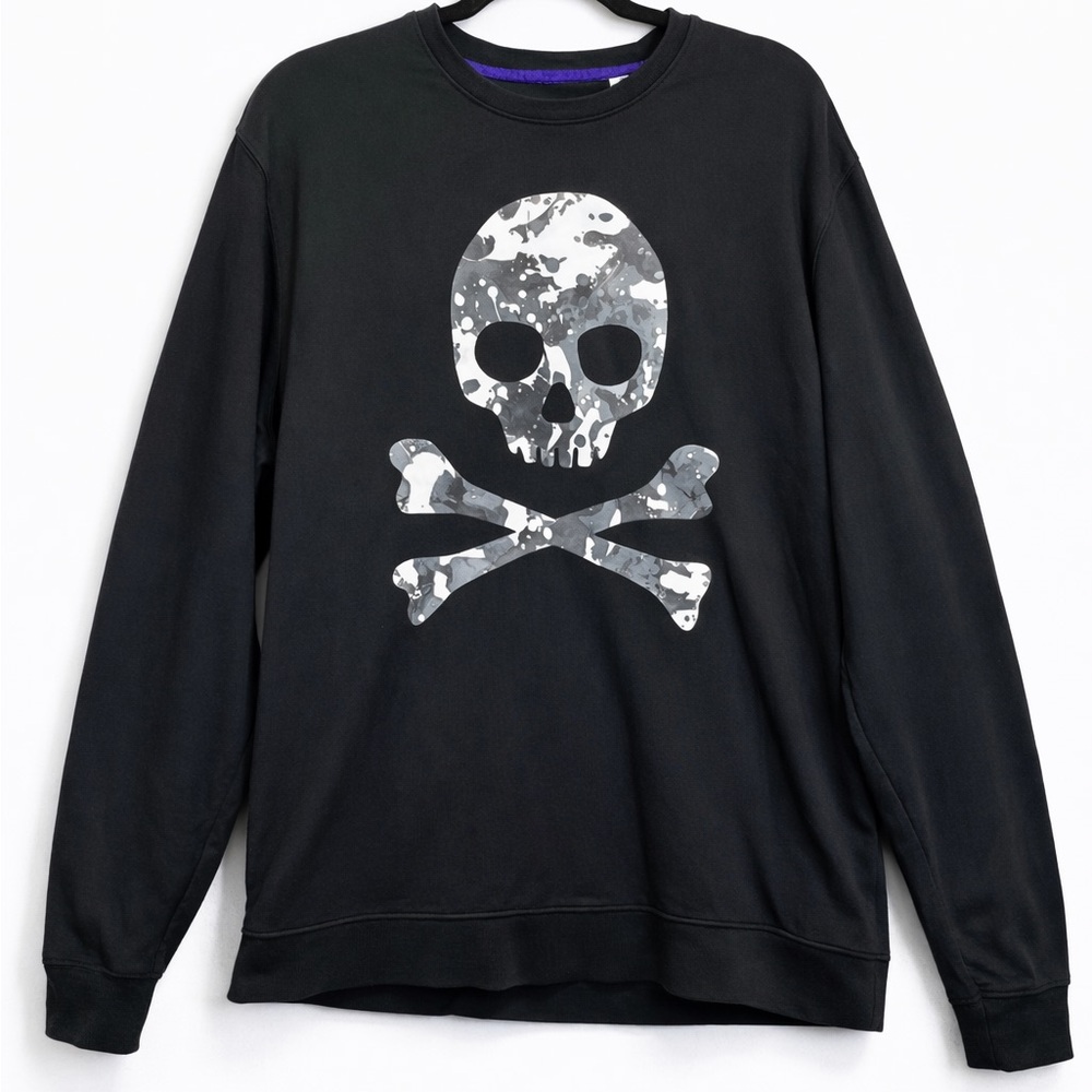 Robert Graham Shirt Mens Size S Black Knockout Skull Print Crew Neck Cotton